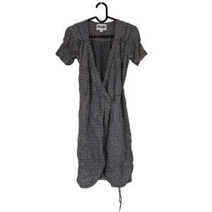 Rouje Paris Black White Dotted Short Sleeve Wrap Dress Womens Size Small